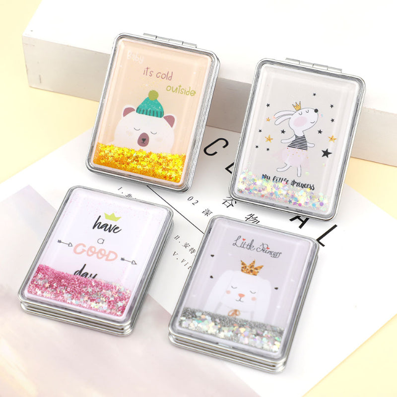 Quicksand Compact Makeup Mirror Double Sided Glitter Hand Mirror