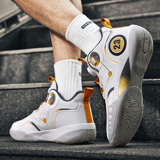 Men's Rotating Buckle Basketball Shoes Non Slip Sneakers For Training