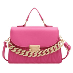 Quilted Shoulder Bag Solid Crossbody Bag Chain Decor Niche Satchel