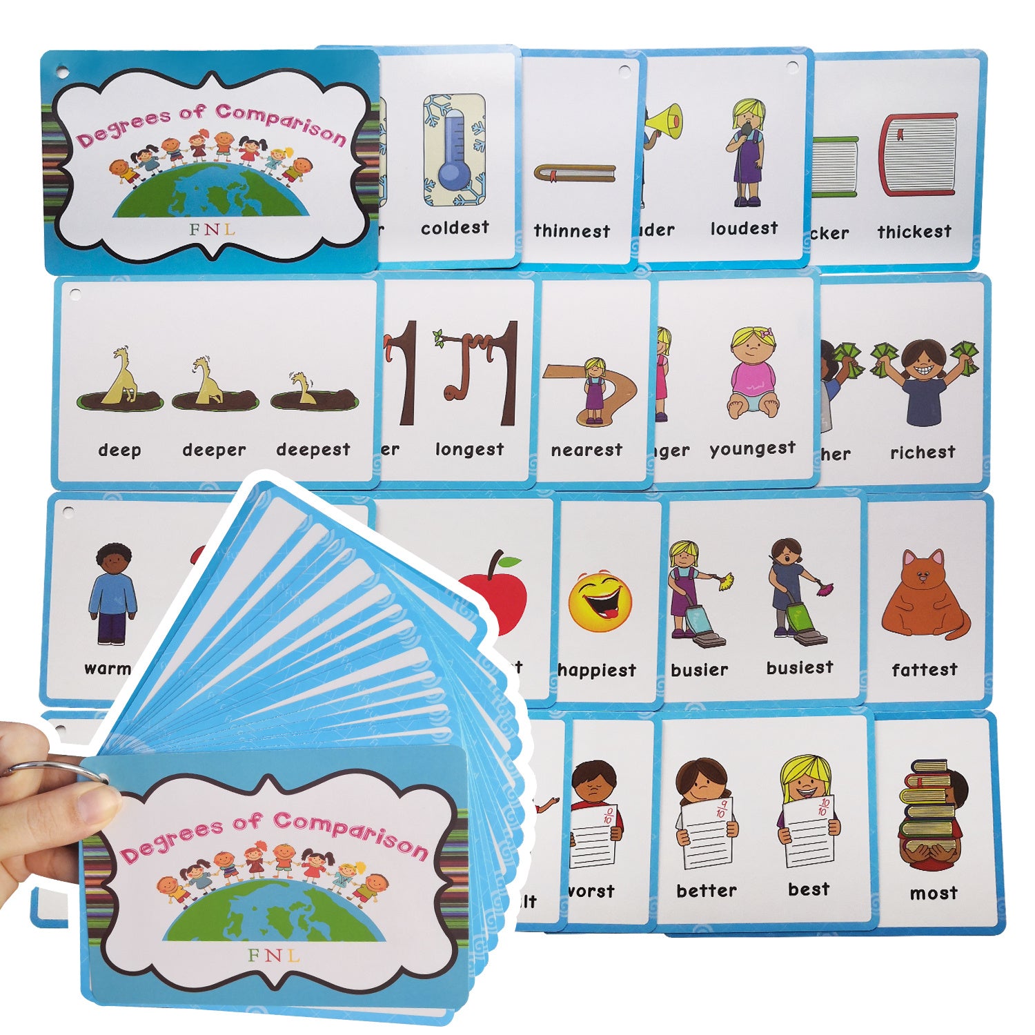 Educational Adjective Flashcards Ages 3-6, Comparative & Superlative