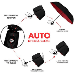 Windproof Travel Umbrella Compact Lightweight Automatic Strong Red Umbrella