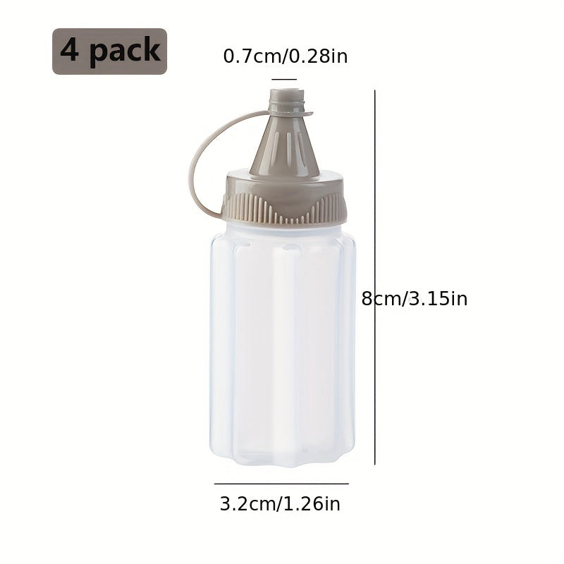 4 Squeeze Bottles with Caps Leak Proof Refillable Condiment Containers