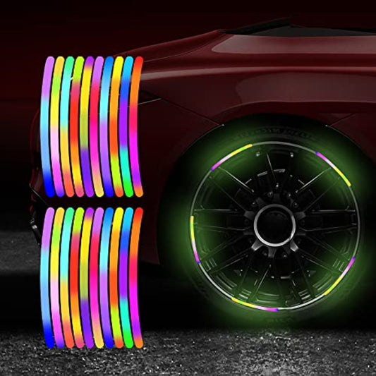 20PCS Reflective Car Wheel Stripe Stickers Tire Rim Safety Decorative Stickers