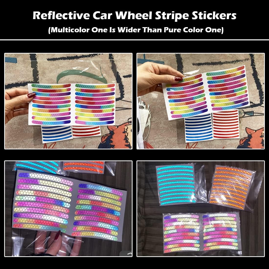 20PCS Reflective Car Wheel Stripe Stickers Tire Rim Safety Decorative Stickers