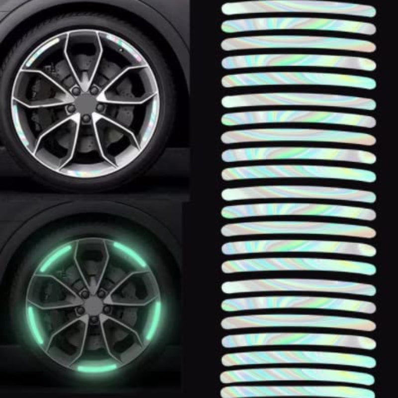 20PCS Reflective Car Wheel Stripe Stickers Tire Rim Safety Decorative Stickers