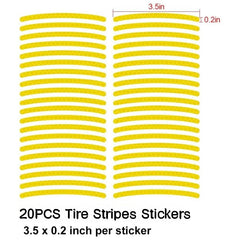 20PCS Reflective Car Wheel Stripe Stickers Tire Rim Safety Decorative Stickers