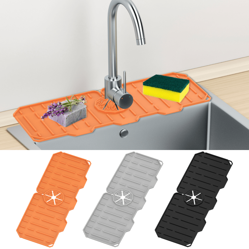 Silicone Dish Drying Mat for Sink Sponge Drain Rack Faucet Splash Catcher