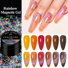 Jelly Amber Cat Eye Gel Nail Polish Rainbow Holographic