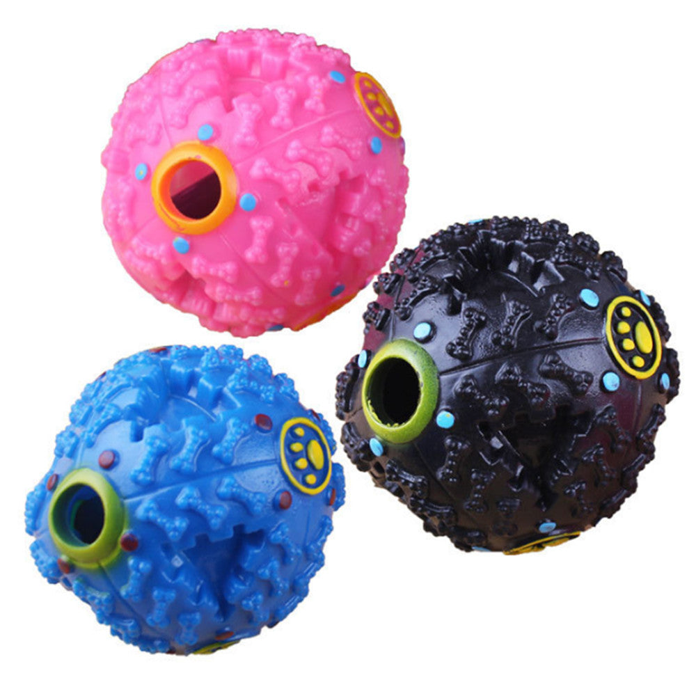 Interactive Dog Toy for Training & Teeth Cleaning Sound Ball Dispenser