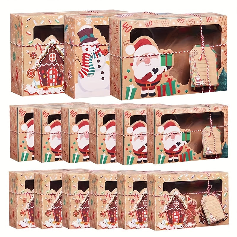 6/9pcs Christmas Cookie Boxes, Treat Boxes for Donuts, Cupcake, Candy Gift
