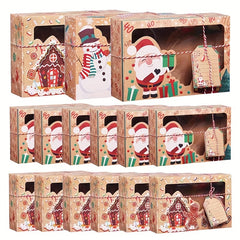 6/9pcs Christmas Cookie Boxes, Treat Boxes for Donuts, Cupcake, Candy Gift