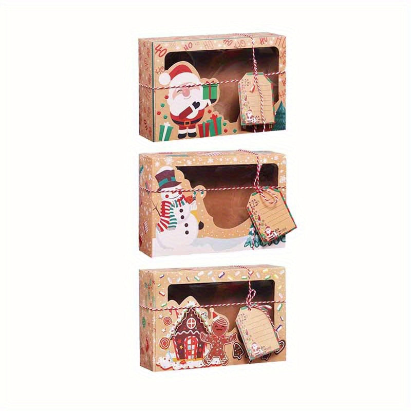 6/9pcs Christmas Cookie Boxes, Treat Boxes for Donuts, Cupcake, Candy Gift
