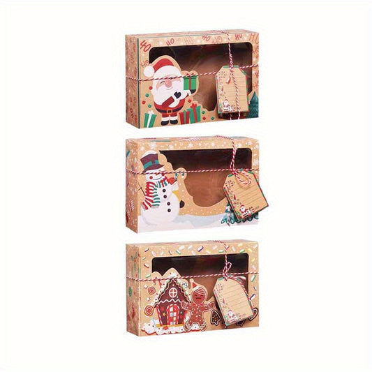 6/9pcs Christmas Cookie Boxes, Treat Boxes for Donuts, Cupcake, Candy Gift