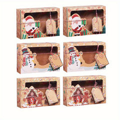 6/9pcs Christmas Cookie Boxes, Treat Boxes for Donuts, Cupcake, Candy Gift