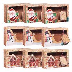 6/9pcs Christmas Cookie Boxes, Treat Boxes for Donuts, Cupcake, Candy Gift