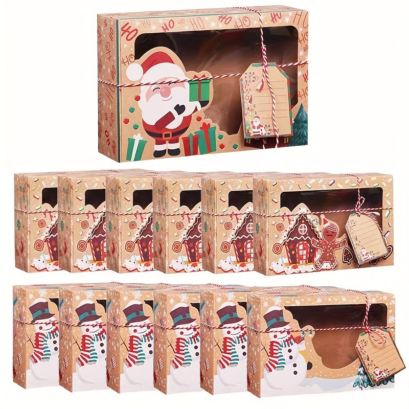 6/9pcs Christmas Cookie Boxes, Treat Boxes for Donuts, Cupcake, Candy Gift
