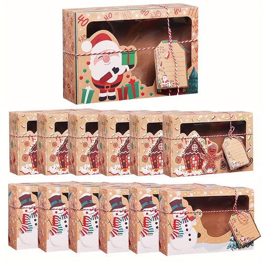 6/9pcs Christmas Cookie Boxes, Treat Boxes for Donuts, Cupcake, Candy Gift