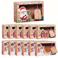 6/9pcs Christmas Cookie Boxes, Treat Boxes for Donuts, Cupcake, Candy Gift