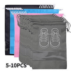 5/10 Pink Dust-proof Shoe Storage Bags, Drawstring, Travel, Bedroom Organizer