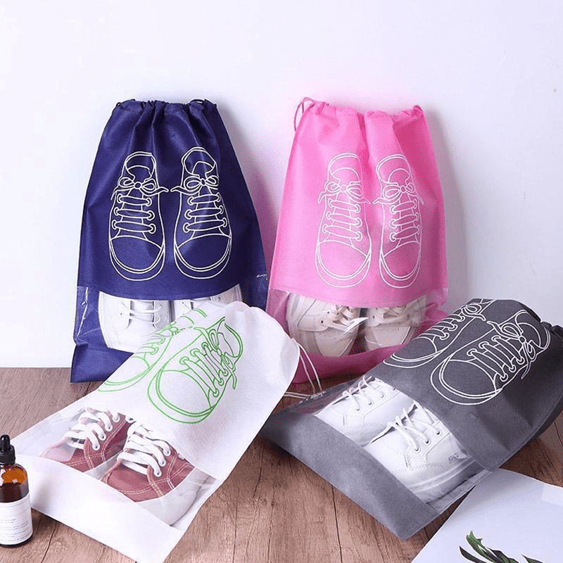 5/10 Pink Dust-proof Shoe Storage Bags, Drawstring, Travel, Bedroom Organizer