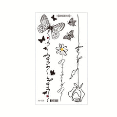5pcs Flower Butterfly Feather Temporary Tattoo