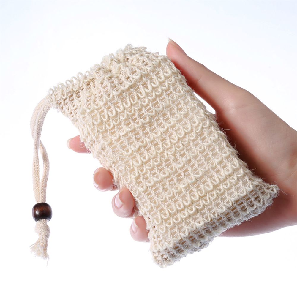 5pcs Sisal Hemp Soap Bag Double Layer Net Bags