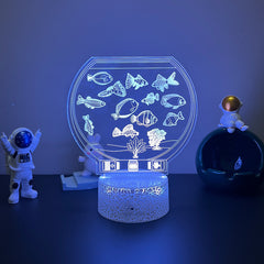 7 LED 3D Fish Night Light Novelty Table Lamp Kids Gift