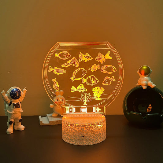 7 LED 3D Fish Night Light Novelty Table Lamp Kids Gift