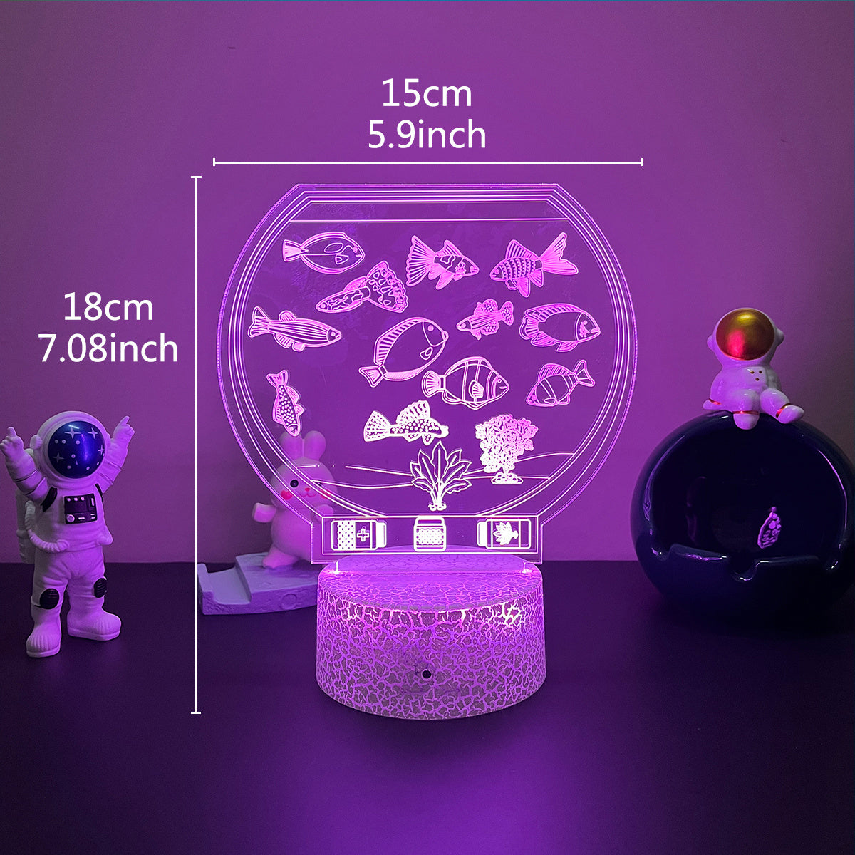 7 LED 3D Fish Night Light Novelty Table Lamp Kids Gift