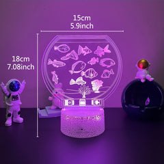 7 LED 3D Fish Night Light Novelty Table Lamp Kids Gift