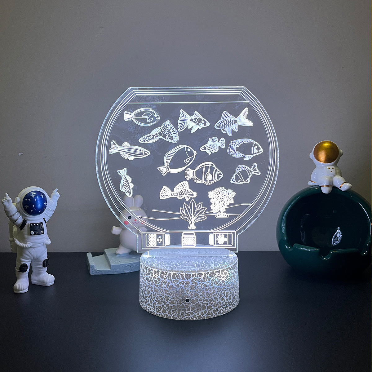 7 LED 3D Fish Night Light Novelty Table Lamp Kids Gift