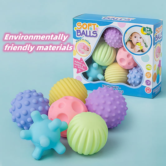 6pcs Textured Ball Set Develop Baby's Tactile Senses Toy