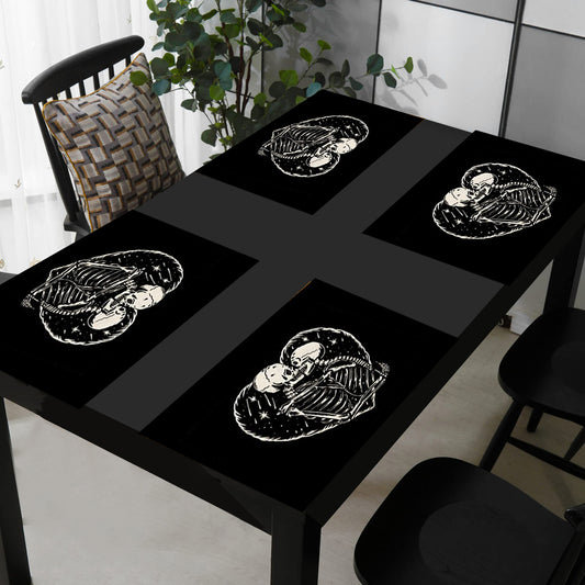 4pcs Sugar Skulls Marigolds Table Mat - Halloween Dining Decor