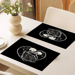 4pcs Sugar Skulls Marigolds Table Mat - Halloween Dining Decor