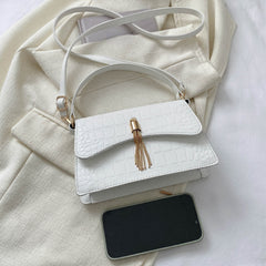 Crocodile Pattern Shoulder Bag Retro PU Crossbody Bag Women's Casual Handbag
