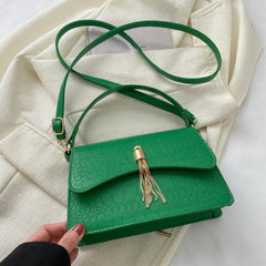 Crocodile Pattern Shoulder Bag Retro PU Crossbody Bag Women's Casual Handbag