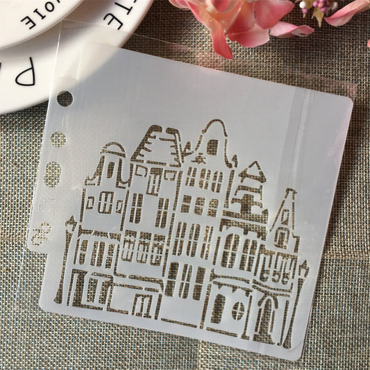 House Building Street Layering Stencils DIY Painting Scrapbook Coloring