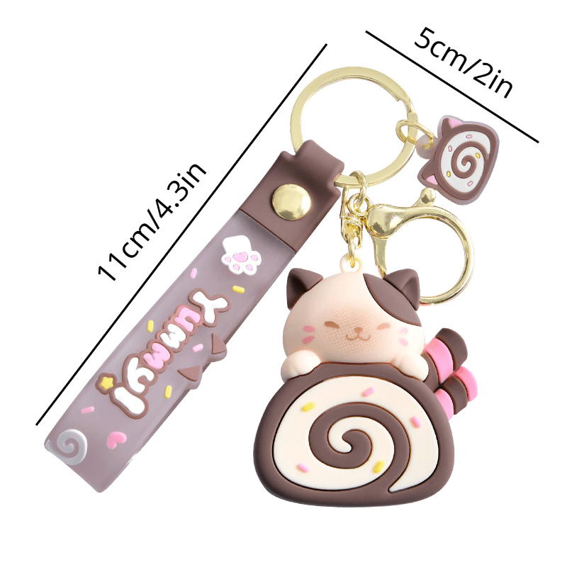 Cat Cat Cake Roll Cartoon Keychain Doll Car Key Chain School Bag Pendant