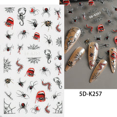 5D Gothic Nail Art Stickers Eye Ball Spider Spider Web Decals
