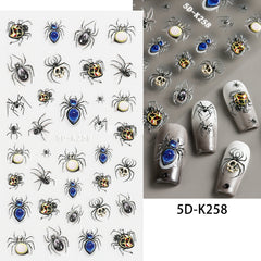 5D Gothic Nail Art Stickers Eye Ball Spider Spider Web Decals