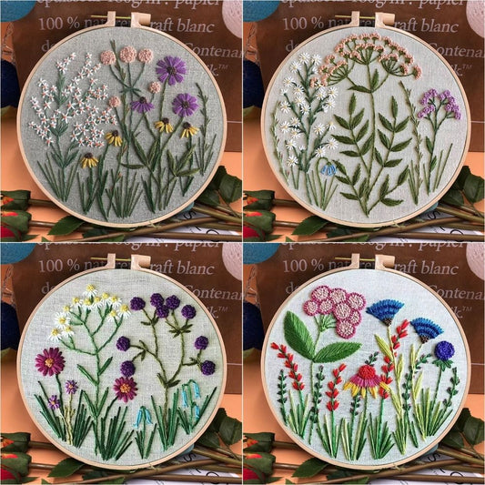 DIY Embroidery Kit Flower Pattern Needlework Set