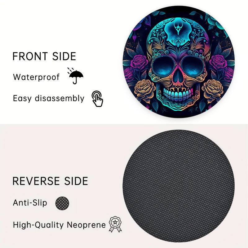 2pcs Skull Head Car Cup Holder Coaster Purple/Coffee Roses