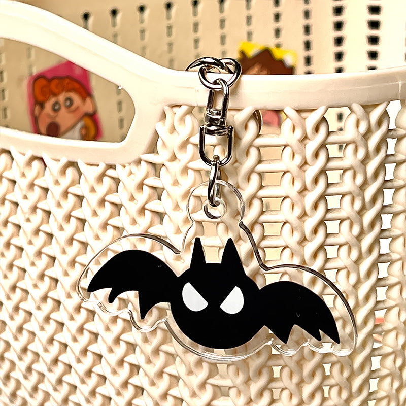 Halloween Pumpkin Bat Keychain Acrylic Key Ring Decoration