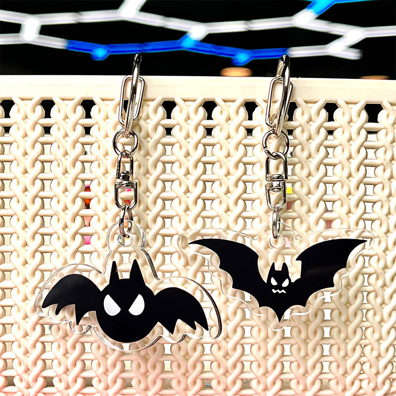 Halloween Pumpkin Bat Keychain Acrylic Key Ring Decoration