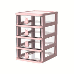 Pink Rabbit Makeup Drawer Storage Box - Durable Organizer