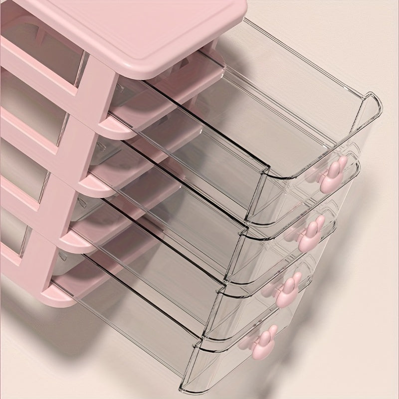 Pink Rabbit Makeup Drawer Storage Box - Durable Organizer