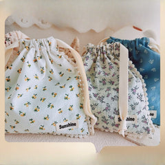 Mommy Garden Floral Cotton Drawstring Bag Storage Organizer