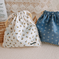 Mommy Garden Floral Cotton Drawstring Bag Storage Organizer