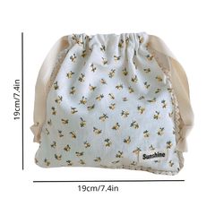 Mommy Garden Floral Cotton Drawstring Bag Storage Organizer