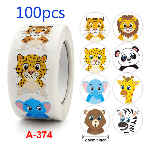100pcs Cartoon Animal Thank You Stickers DIY Gift Sealing Label